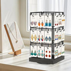 EsLuker.ly Rotating Earring Display Holder Stand for Vendors Events Selling, Large Capacity 36 Hooks Jewelry Rack with Wooden Base for Earring Card Sales, Enhances Retail Visibility(Black)