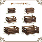 Set of 6 Nesting Wooden Crate Hollowing Out Wooden Crates for Display 6 Size Rustic Decorative Storage Container Box for Kitchen Office Bedroom Closet Farmhouse Decor