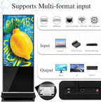 55" 4K LCD Touchscreen Digital Signage Display, Indoor Floor Standing Advertising Player, Commercial Digital Signage Kiosk with Auto AD Player, HDMI WiFi Bluetooth Input, Android 12.0 Black