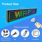 P10 Srolling LED Sign Programmable Outdoor IP65 Waterproof Led Signs, WiFi Control High Brightness Digital LED Sign Dispaly for Business Advertising, Store, Restaurant, Commercial 39”x8”