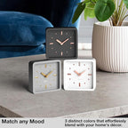Driini Modern Mid Century Desk & Shelf Clock (Gray and Gold) - Battery Operated with Silent, Analog Movement – Small Tabletop Clocks for Office – Perfect for Mantle, End Table, Desktop or Nightstand