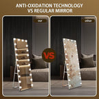 Kosmonia 66x22 Hollywood Full Length Mirror with Light, 22 Dimmable Bulbs & 3 Color Smart Touch Control, Distortion Free, Tempered Glass & Shatter Proof Film, Safe Full Body Mirrors with Stand