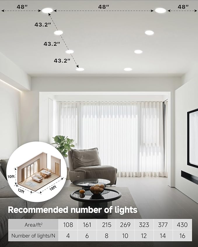 Ensenior 4 Pack 4 inch Gimbal Led Recessed Light with Junction Box, 90° Adjustable Directional Eyeball Lighting, Dimmable, 2700K/3000K/3500K/4000K/5000K, 900LM, 9W=85W-ETL&FCC Certified