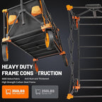 EchoSmile Collapsible Foldable Wagon Cart with 350lbs Weight Capacity, Heavy Duty Folding Utility Sport Wagon with Removeble Wheels for Camping,Grocery,Garden,Beach,Orange&Black