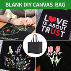 1 Pack Heavy Duty Reusable Canvas Grocery Bags, Holds 60 lbs, 8.3 gal, Multi-Purpose, Washable, Black with 5 Pockets