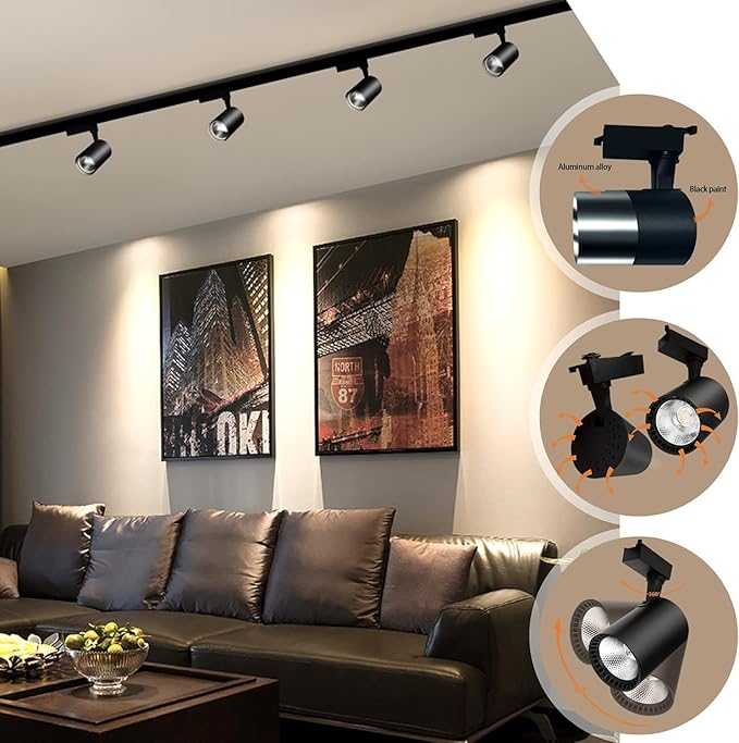 Black 25W 2000lm J&L Type LED Track Lighting System,4000K Natural Light Dimmable Brightness,with 13 FT Track Rails and Ceiling Spotlight Fixture Installation Package
