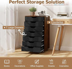 Giantex 7-Drawer Storage Cabinet, Mobile File Organizer with 4 Universal Casters, Wooden Vertical Filing Cabinet on Lockable Wheels for Office, Study, Living Room (19.5” x 16” x 34.5”,Brown+Black)