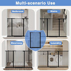 65.7"-72.2" Extra Wide Baby Gate, 40.5" Tall Dog Gate Indoor,Walk Through Pet Gates for Doorways Kitchen No Drilling Auto Close Pressure Mounted Safety Child Toddler Gate, Black