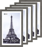 VCK 14x24 Frame 5 Pack, Gray Solid Wood Picture Frame, Exclusive Wood Grain, Wall Gallery Frame