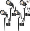 HIBOITEC 12W Spot Lights Outdoor 120V Landscape Lighting Waterproof Spotlight with 4.9ft 3-Plug LED Plug in Landscape Lights for Yard Gardern Decorations 2900K 4Packs