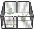 FXW Garden Fence Outdoor for The Yard – 24in(H) x 15.2ft(L) Heavy Duty Metal Animal Barrier for Dog and Rabbit, Decorative Dog Fence, 8 Panels, Black