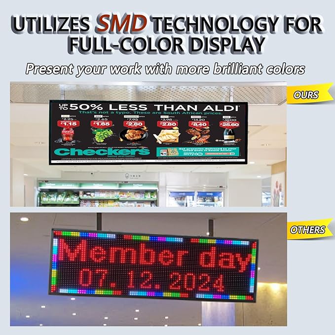 P5 Led Scrolling Signs,Wifi & USB Programmable Advertising Display Board, Customizable Texts/Time/Images/Videos Neon Lights Indoor, Wall Display Message Board for Business