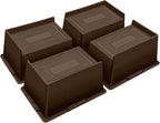 Bed Risers 4 Inch Heavy Duty,Oversized Couch Risers, Extra Wide Furniture Risers for Sofa Table Desk Headboard Chair Lifting,Rectangle Risering Blocks Support 6000 lbs(4 Pack Brown)