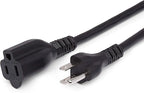 Amazon Basics Extension Cord, 13 Amps, 125V, 6 Foot, Black - Pack of 2