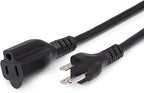 Amazon Basics Extension Cord, 13 Amps, 125V, 10 Foot, Black - Pack of 2