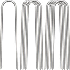 12 Inch Landscape Staples, 50 Pack Galvanized Landscape Stakes Heavy Duty 8 Gauge U-Shaped Garden Stakes, Ground Stakes for Weed Barrier Fabric, Irrigation Tubing, Fence, Outdoor Decorations
