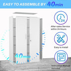 Metal Garage Storage Cabinet with Lock, 71" Tall Steel Storage Locker with 4 Adjustable Shelves, Heavy Duty Metal Cabinet for Garage, Office, Home, 31.5”W × 16.5”D, White