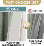 H.VERSAILTEX Linen Blackout Curtains 54 Inches Long 100% Absolutely Blackout Thermal Insulated Textured Linen Look Curtain Draperies Anti-Rust Grommet, Energy Saving with White Liner, 2 Panels, Sage