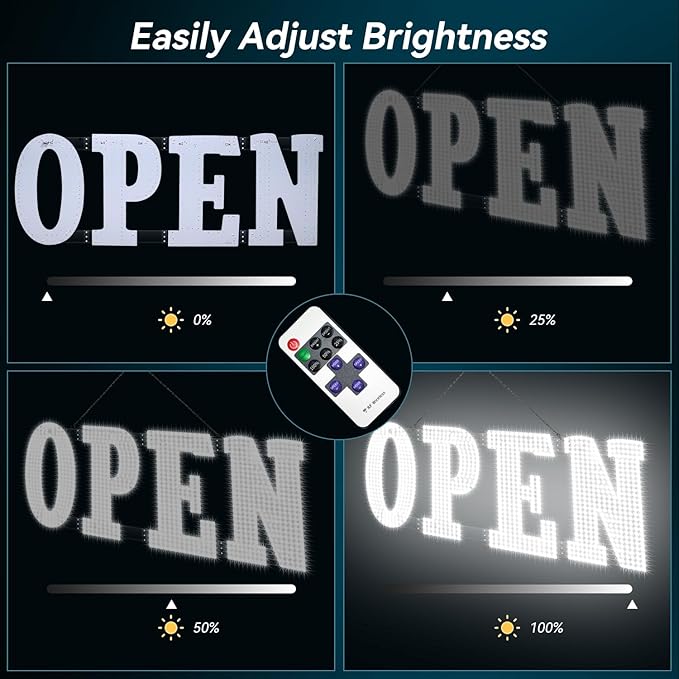 48" x 17" Extra Large LED Open Sign with Remote Control High Bright Visibility Business Signs 14 Mode Electric Display Sign Suitable for Shop, Bar, Hotel, Retail and Restaurant