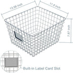 【Extra Large】 Wire Handmade Basket 4 Packs, Kitchen Bathroom Storage, Household Goods Storage, Wardrobe Basket,Silver