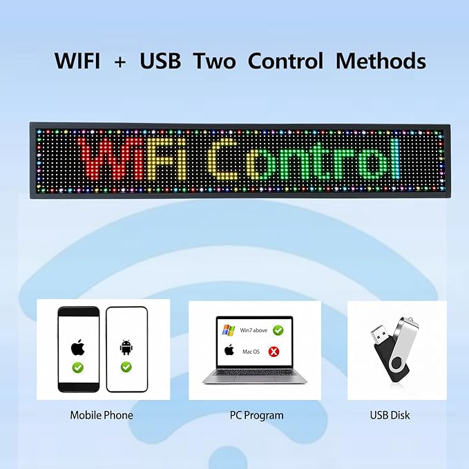 P10 Programmable LED Sign Outdoor, RGB Full Color Scrolling LED Sign with 4000CD/㎡ High Brightness, WIFI Control Open Welcome Led Digital Display for Business Advertising, Store, 40”x 8”