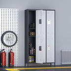 Aobabo Metal Storage Locker for Employees, 6 Doors Metal Locker for Garage, Office, Gym, Dormitory, Industrial Storage with 18 Hooks, Assembly Required, Grey White