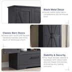 Farmhouse Kitchen Pantry Cabinet - 72" Tall Large Wood Kitchen Storage Cabinets with Adjustable Shelves & 2 Barn Doors & Drawer, Versatile Storage for Dining Room, Bathroom, Living Room, Antique Black