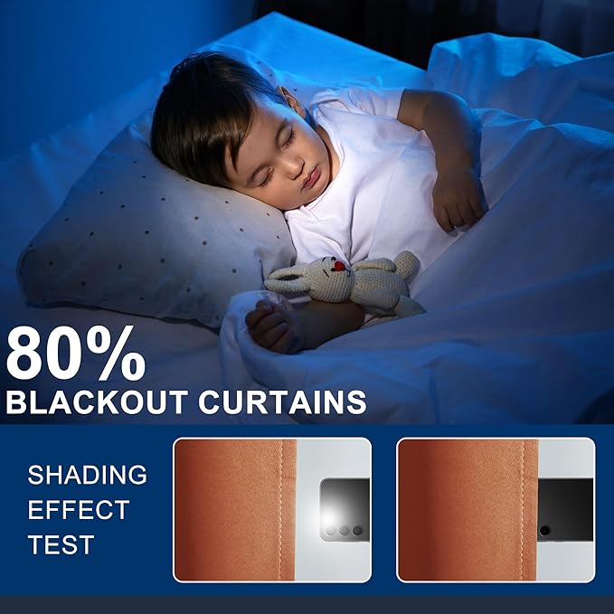 Hiasan Room Divider Curtains Patio Sliding Door Blackout Curtain Privacy Room Thermal Insulated Noise Reduction Panel with Back Tab & Rod Pocket for Bedroom Partition(80 x 84 Inches, Burnt Ochre)