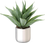 Large Agave Plant Artificial Succulent 13" Fake Aloe Vera Plant in Pot Faux Agave Plants Realistic Artificial Potted Plants for Living Room Table Bathroom Shelf Office Desk Home Indoor Decor (Silver)