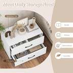 GOFLAME Stackable 2-Drawer Dresser, Wood Horizontal Storage Organizer with Metal Handle & Smooth Sliders, Lateral File Cabinet with Anti-tilt Kit for Bedroom Office, White