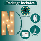 Marquee Letters 3 Feet Tall, 3FT Large Light up Letters N, Big Sign N with Warm White Light for Birthday Wedding Proposal Engagement Graduation Party Backdrop Decorations