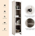 Giantex Tall Storage Cabinet Freestanding Floor Storage Tower with Four Shelves and Single Door, 17x16x72 Inch, Narrow Utility Cabinet for Living Room, Bathroom (Grayish White)