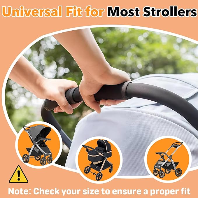 3 Pcs Universal Stroller Handlebar Cover (1 Pack18.7*6.1in & 2 Pcs 6.12*5.5in), Removable Wrap for Stroller Handle & Pushchair Armrest Protector Replacement,Toddler Pram Bumper Dustproof Handle Glove