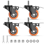 Stem Caster Wheels 2 Inch Heavy Duty Threaded Stem Casters UNC 3/8"-16 x 1 Swivel Casters Set of 4 with Safety Dual Locking Wheel for Furniture and Cart