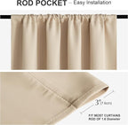 PONY DANCE Blackout Curtains for Bedroom 90 inches Long 2 Panels Set, Thermal Insulated Rod Pocket Black Out Window Drapes, Noise Reducing Window Treatment for Living Room(W42 x L90 inch, Beige)