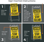 Caution Spill Cleanup in Progress Stay Clear Sidewalk Sign Kit, 24x36 Inches, with A Frame Stand, Made in USA