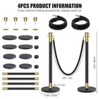 kaiyomi 4Pcs Stanchions with Black Velvet Ropes Set, 5 Feet Velvet Ropes and Posts Poles for Red Carpet Party Decoration and 360° Photo Booth (Golden & Black)