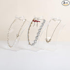 GemeShou Acrylic Jewelry Necklace Bust and Earring Display Stand, Transparent Necklace holder for selling, Clear 3D Jewelry Mannequin Holder 【Acrylic bust- set of 3】