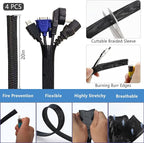 ELII 328Pcs Cable Management Kit, 8 Magnetic Cable Holder,69Adhesive Cable Clips,4 Cable Sleeve Split,22Reusable Cable Strap,200 Nylon Cable Zip Ties with 25 Mounts TV Office (Black)