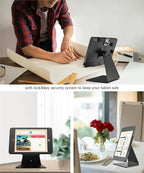 Desktop Anti-Theft Security Kiosk Stand Holder Enclosure for iPad 10.2-Inch (9th Gen.2021,8th Gen.2020,7th Gen.2019),with Lock and Key,Flip &360°Rotating Horizontal or Vertical Design(Black)