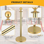 4Pack Stanchions and Velvet Ropes, 5 ft Red Velvet Rope and Poles, Red Carpet Ropes and Poles Set, Gold Stainless Steel Stanchion Posts Red Carpet Runner Poles for Party Supplies
