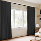 Room Divider Blackout Curtains Flexible Sliding Tracks Sets Ceiling Mounted Rod Window Curtain Privacy Separation for Bedroom Living Rooms,1 Panel Black Drape and Black Track Set-W180xH96 in