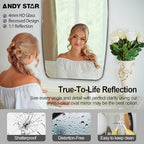ANDY STAR Brushed Nickel Oblong Mirror, 32x40 Inch Brushed Nickel Oval Mirror for Bathroom with Stainless Steel Metal Frame, Wall Mouned for Bathroom, Living Room, Entryway