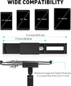 AboveTEK Tablet Wall Mount - 360° Rotation Tablet Holder Stand with Extension Arm, Anti-Theft Kitchen Mount Fits 7"-11" Tablets Including iPad Pro/Air/Mini, Galaxy Tab - Security Lock & Key - (Black)