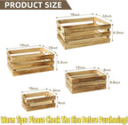 Large Torched Wood Storage Crates Decorative, Set of 4 Nesting Wooden Crates for Display Rustic, Farmhouse Wooden Storage Container Boxes Made from 100% Wood