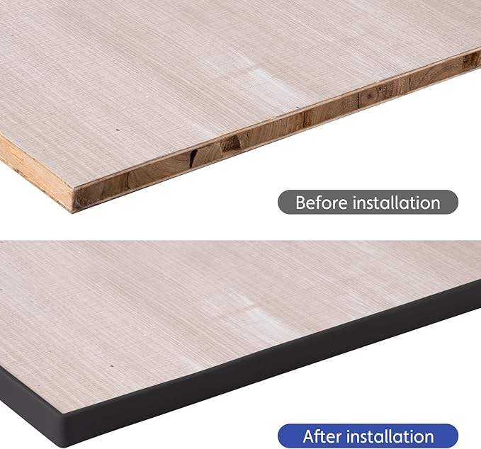 U-Shape Edge Banding, 16.4ft TPE Self Adhesive Veneer Edging Trim Flexible Corner Edge Protector, Furniture Edge Strip for Countertop Table Cabinet Shelve Restoration (36mm, Black)