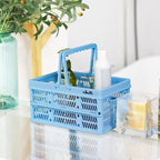 crates for storage,plastic baskets for organizing,collapsible shopping basket,foldable crate with Handles,collapsible storage crate,car basket,for Kitchen,Bathroom,Medicine (Blue, S)