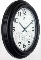Infinity Instruments Classique Wall Clock, Modern Indoor/Outdoor All Weather Wall Clock, Sleek and Bold Design, 18-inch Display, Black