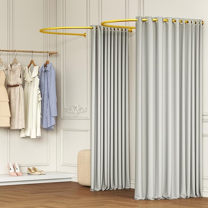 39.37 Inch Clothing Store Fitting Room, Portable Fittng Room for Boutique, Temporary U-shaped Dressing Room for Privacy Protection and Room Divider, Gray