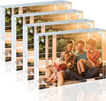 Egofine 4x6 Acrylic Frames 4 Pack, 20mm Thicker Frameless Clear Picture Frames, Double Sided Magnetic Picture Frames, Free Standing Desktop Display